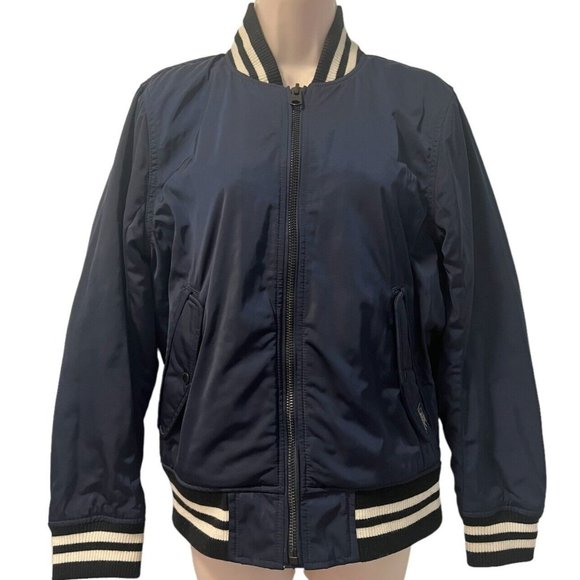Abercrombie & Fitch Other - ABERCROMBIE & FITCH Varsity Bomber Jacket Coat Navy Blue Mens XS Quilted Lining